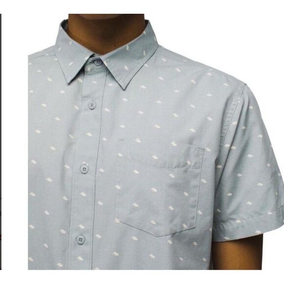 Prana NEW Tinline Shirt XXL Short Sleeve Quarry Cloud Slim Fit Organic Shirt - Picture 14 of 14